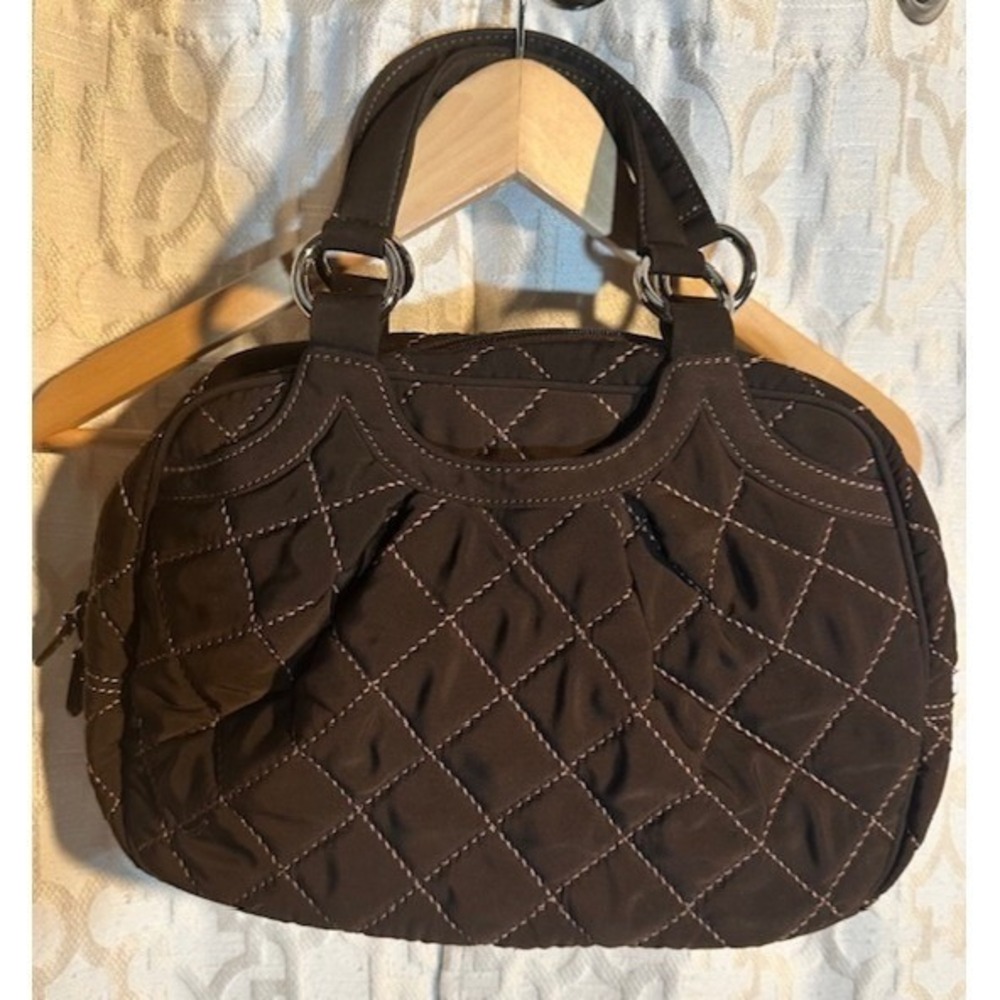 Vera Bradley Shoulder Bag_ Brown Quilted Pattern